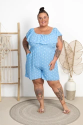 Kombinezon z szortami w Goszki MARTYNA błękitny Plus Size 46/54