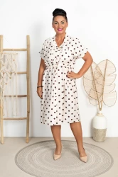Koszulowa Szmizjerka w Grochy ALMA biała Plus Size 44/48