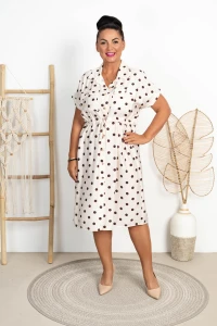 Koszulowa Szmizjerka w Grochy ALMA biała Plus Size 44/48