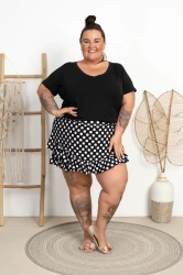 Spódnico-szorty w Groszki LUCKY czarne Plus Size 46/54
