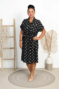 Koszulowa Szmizjerka w Grochy ALMA czarna Plus Size 44/48