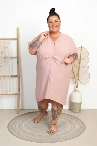 Sukienka Tuba ODREY pudrowa Plus Size 46/54