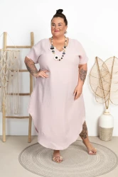 Muślinowa Sukienka Maxi JAJKO MEST puderPlus Size 50/56