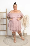 Sukienka Koronkowa literka A FRANSINE pudrowa Plus Size 44/52