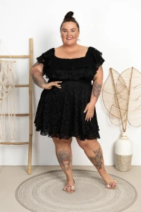 Sukienka Koronkowa literka A FRANSINE czarna Plus Size 44/52
