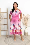 Sukienka za kolanka LUSI różowa Plus Size 44/52