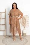 Sukienka w Groszki literka A FARONA camel Plus Size 44/48