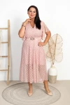 Sukienka w Groszki literka A FARONA pudrowa Plus Size 44/48