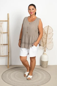 Bluzka z Baskinką Płócienko TERI fango Plus Size 46/52