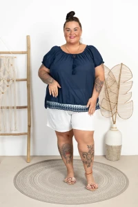 Hiszpanka z koronką TORINA granatowa Plus Size 46/54