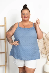 Dłuższy Top Ażurowy Haft POLA jeans Plus Size 48/54