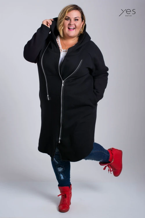 Płaszcz Dresowy SYNC czarny Plus Size duże rozmiary 44 46 48 50 52 54