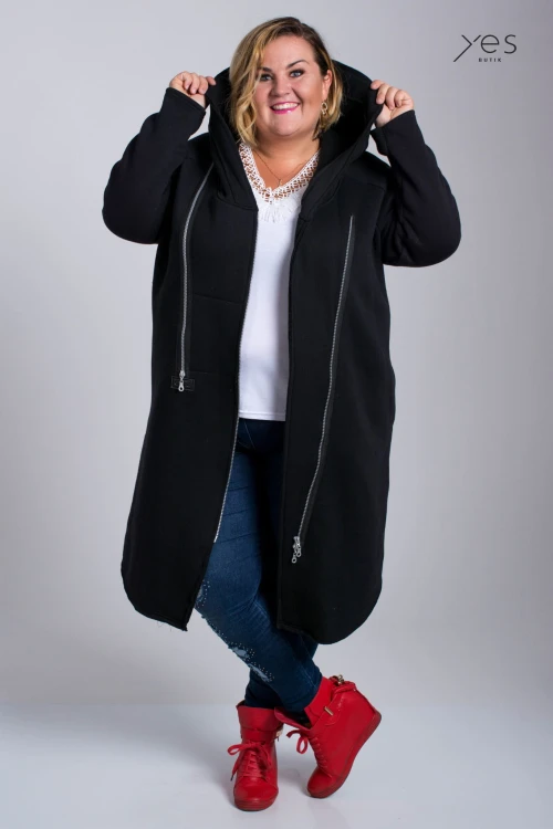 Płaszcz Dresowy SYNC czarny Plus Size duże rozmiary 44 46 48 50 52 54