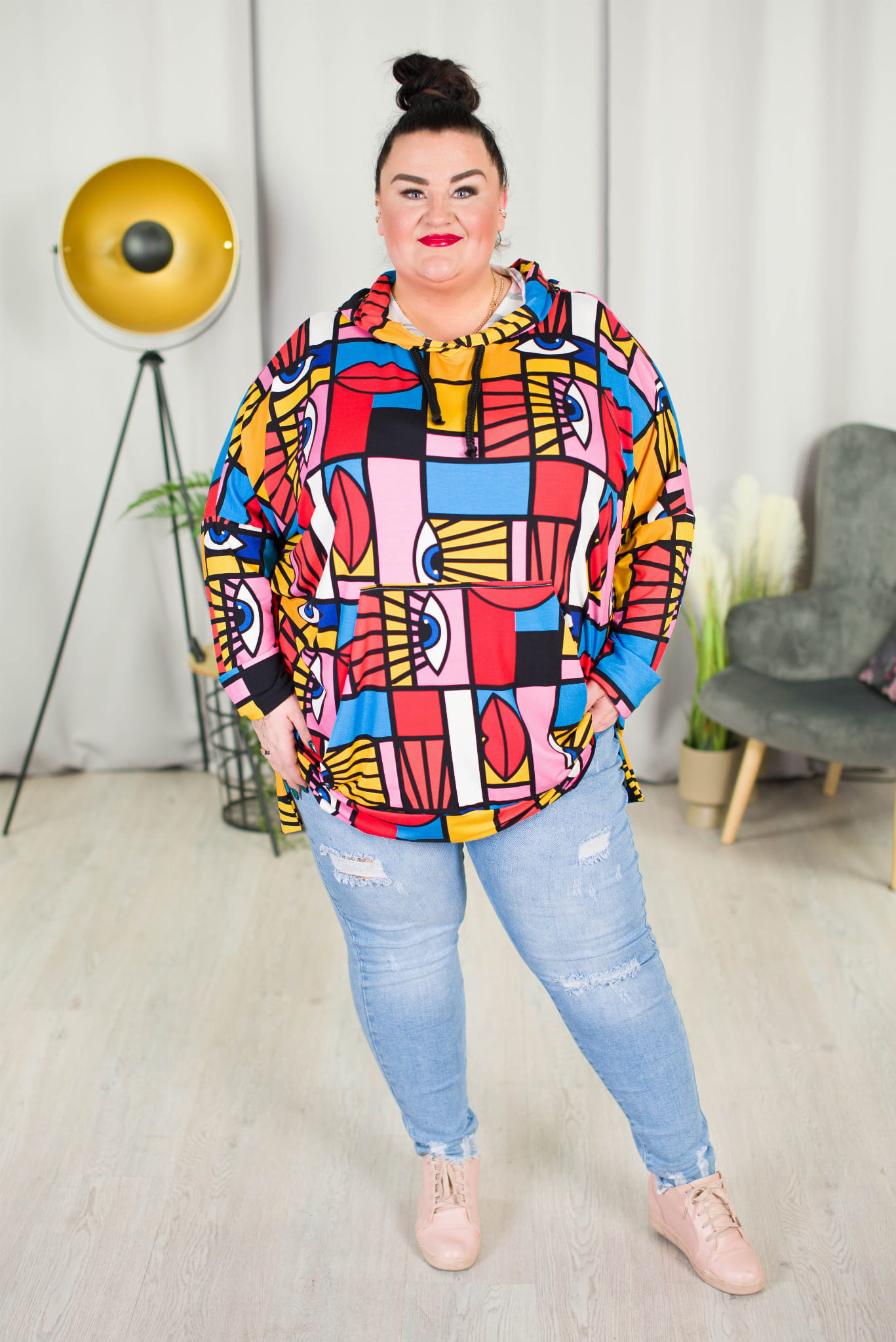 kolorowa bluza plus size