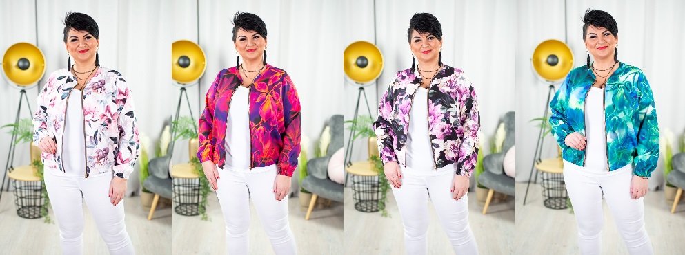 bomberki plus size w kwiaty