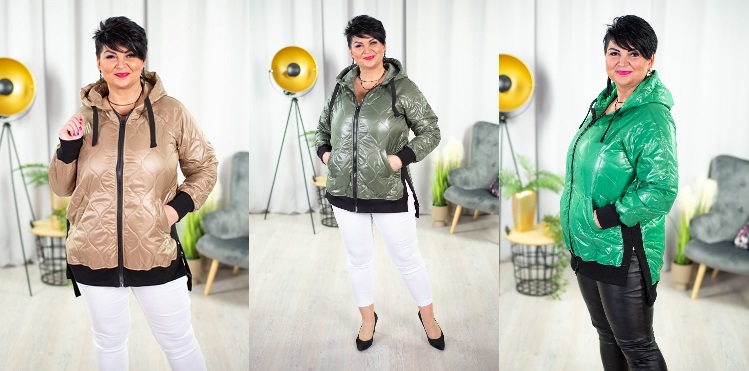 kurtki z połyskiem plus size
