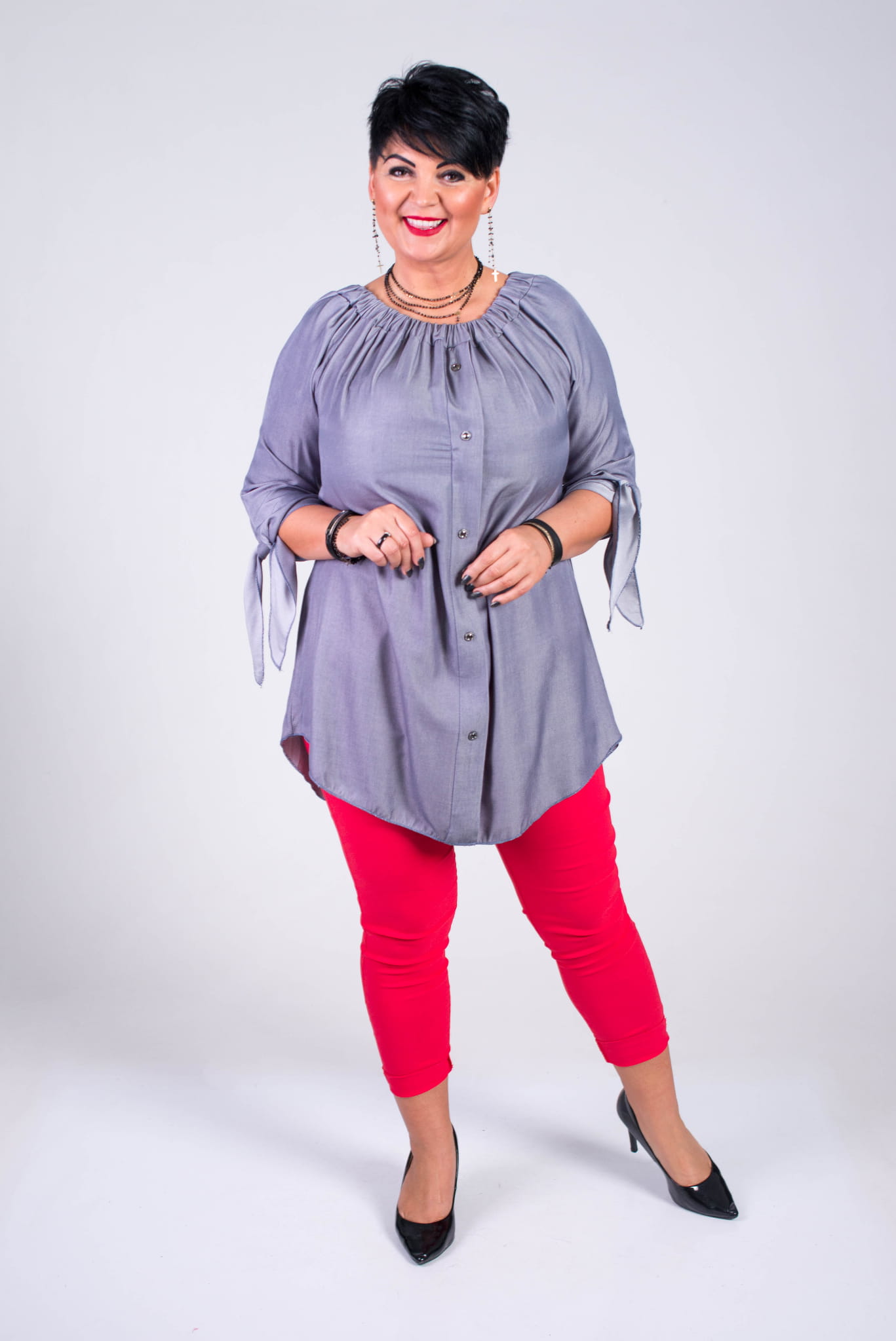 szara tunika plus size