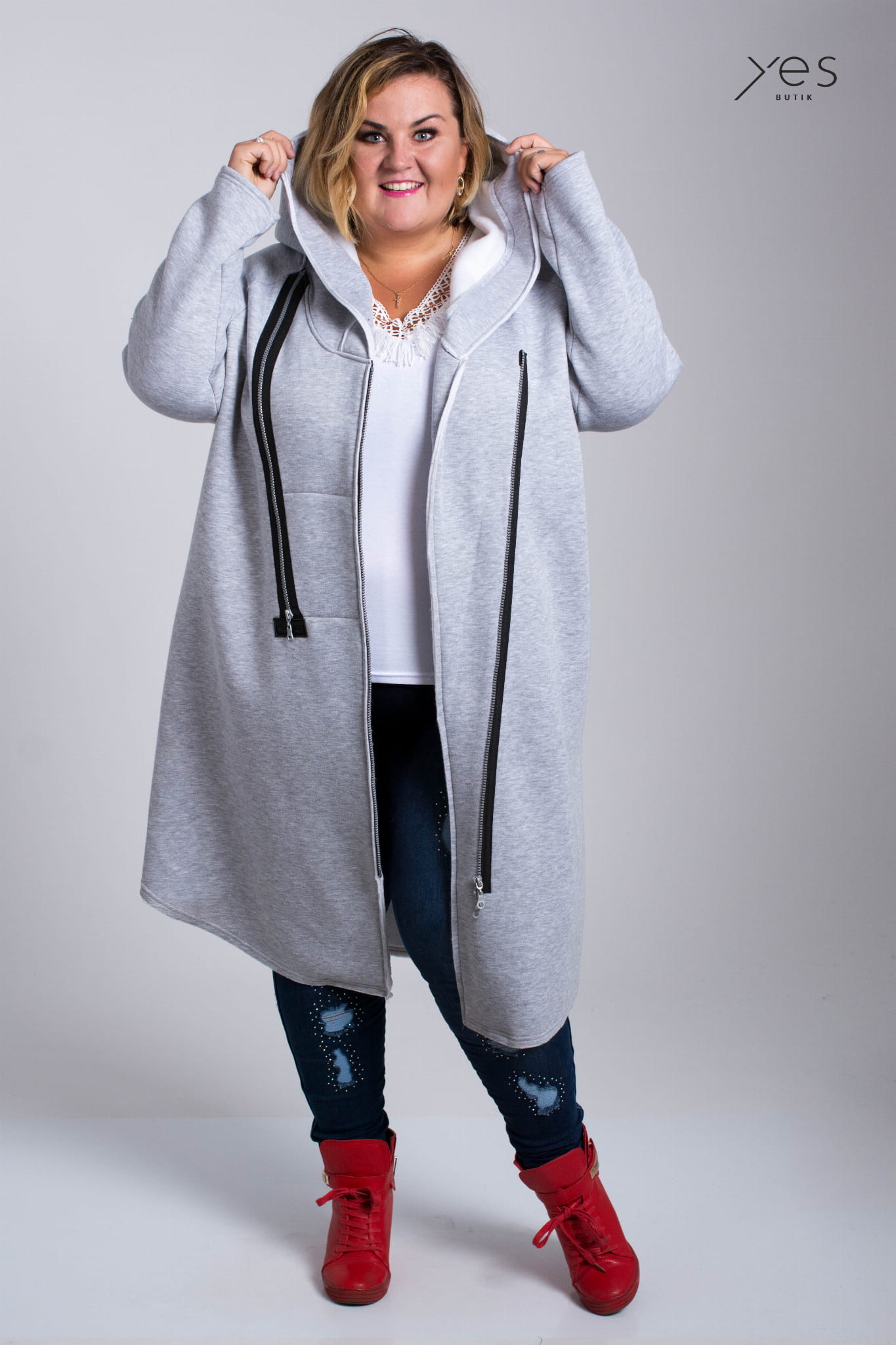 płaszcz dresowy szary plus size