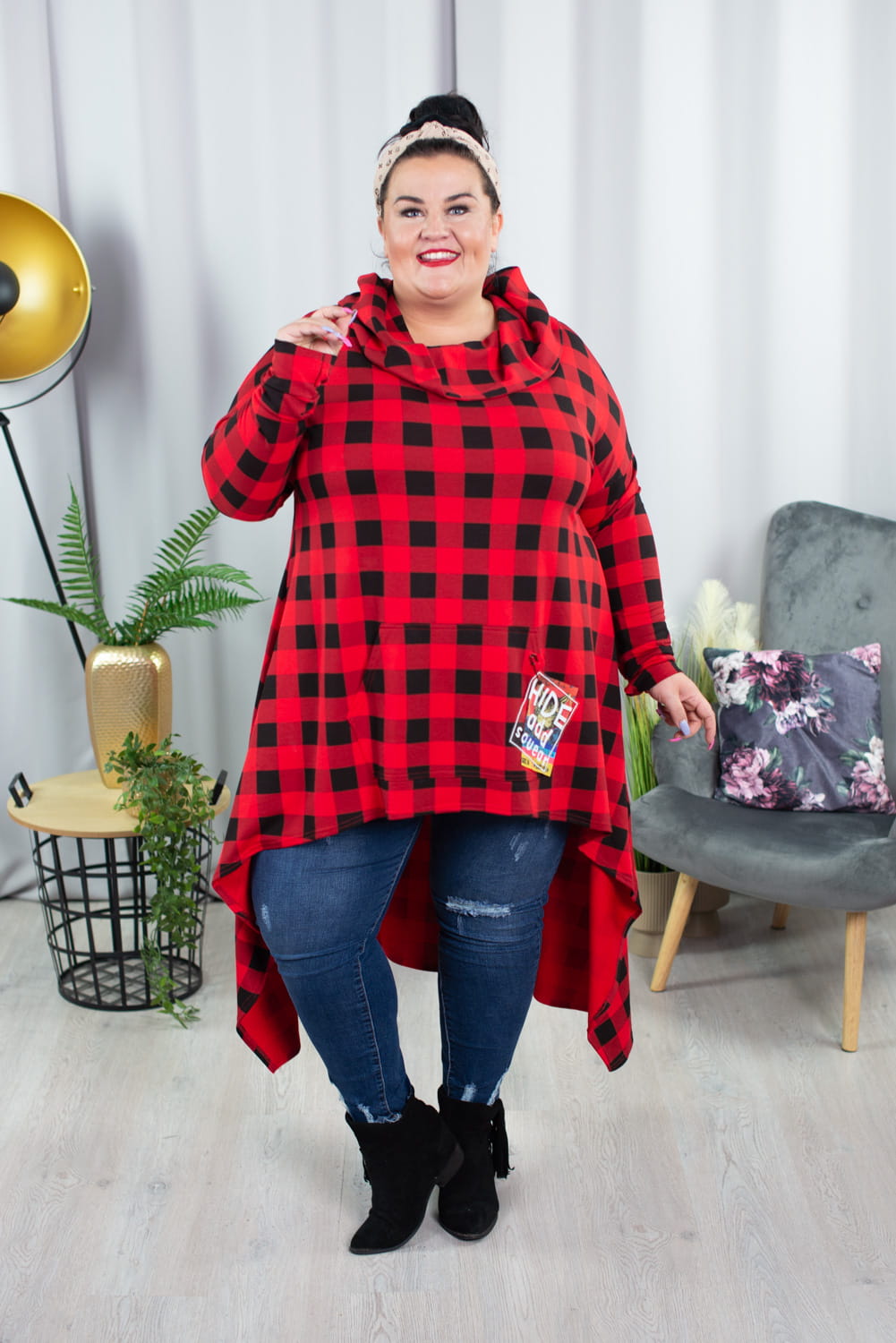 bluza plus size w kratę