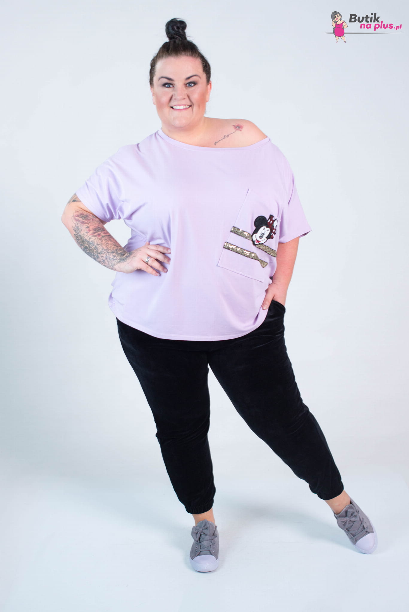 spodnie czarne welurowe plus size
