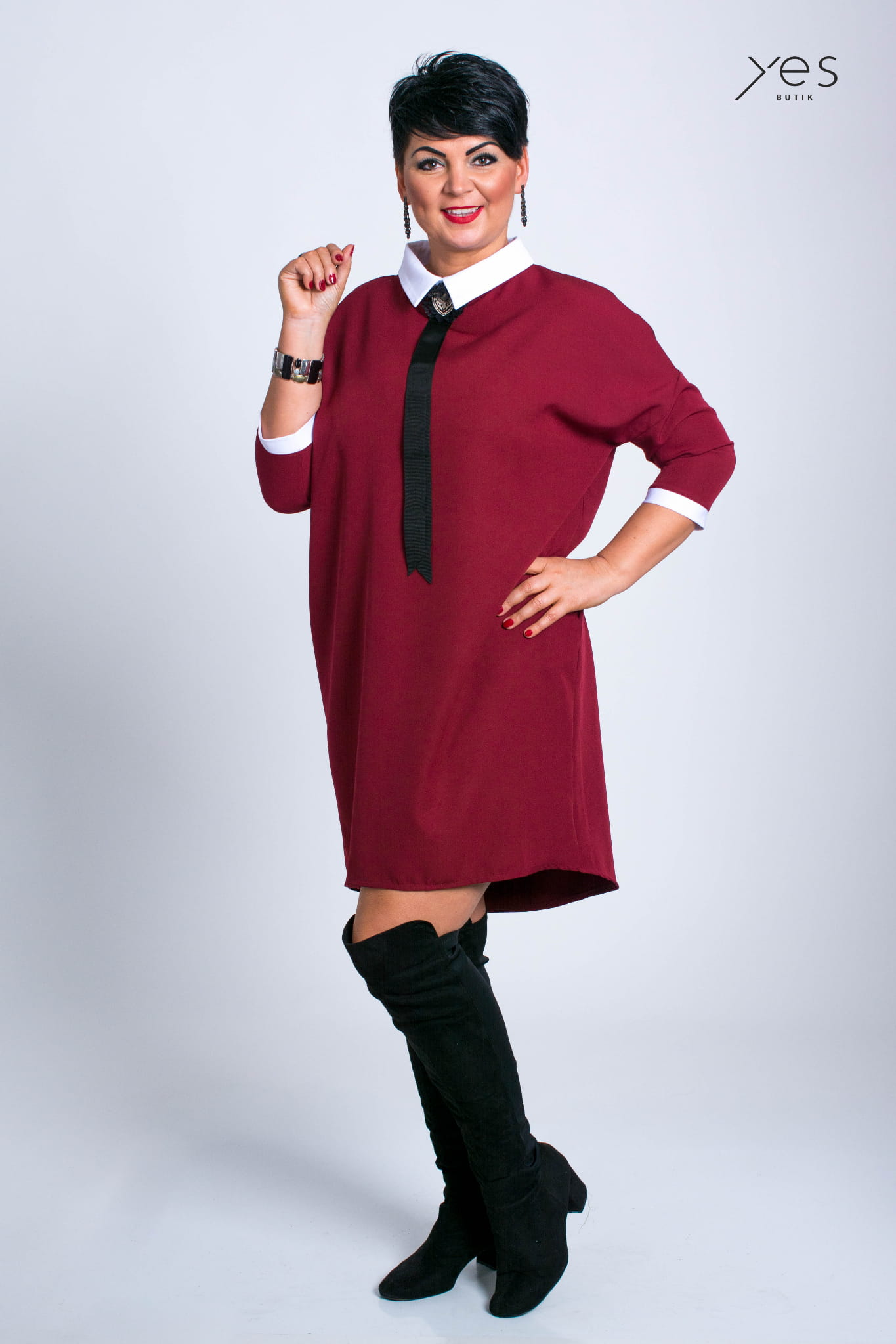 bordowa sukienka plus size